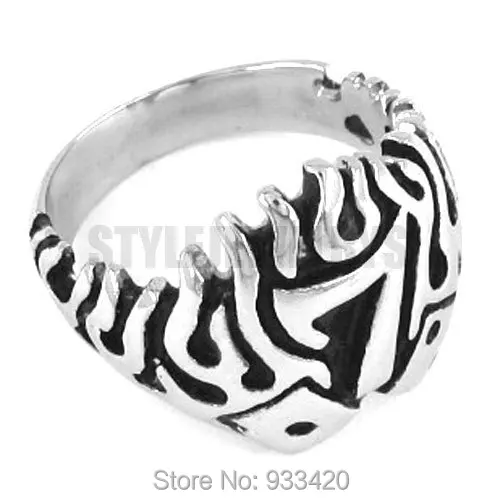 Flame Lucky 7 Ring Stainless Steel Jewelry Fashion Gothic Motor Biker  SWR0252B