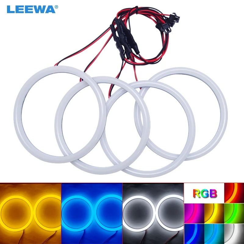 LEEWA 4X120mm Car Auto Halo Rings Cotton Lights SMD LED Angel Eyes for BMW E30/E32/E34 DRL Light White/Blue/Yellow/RGB #CA4615