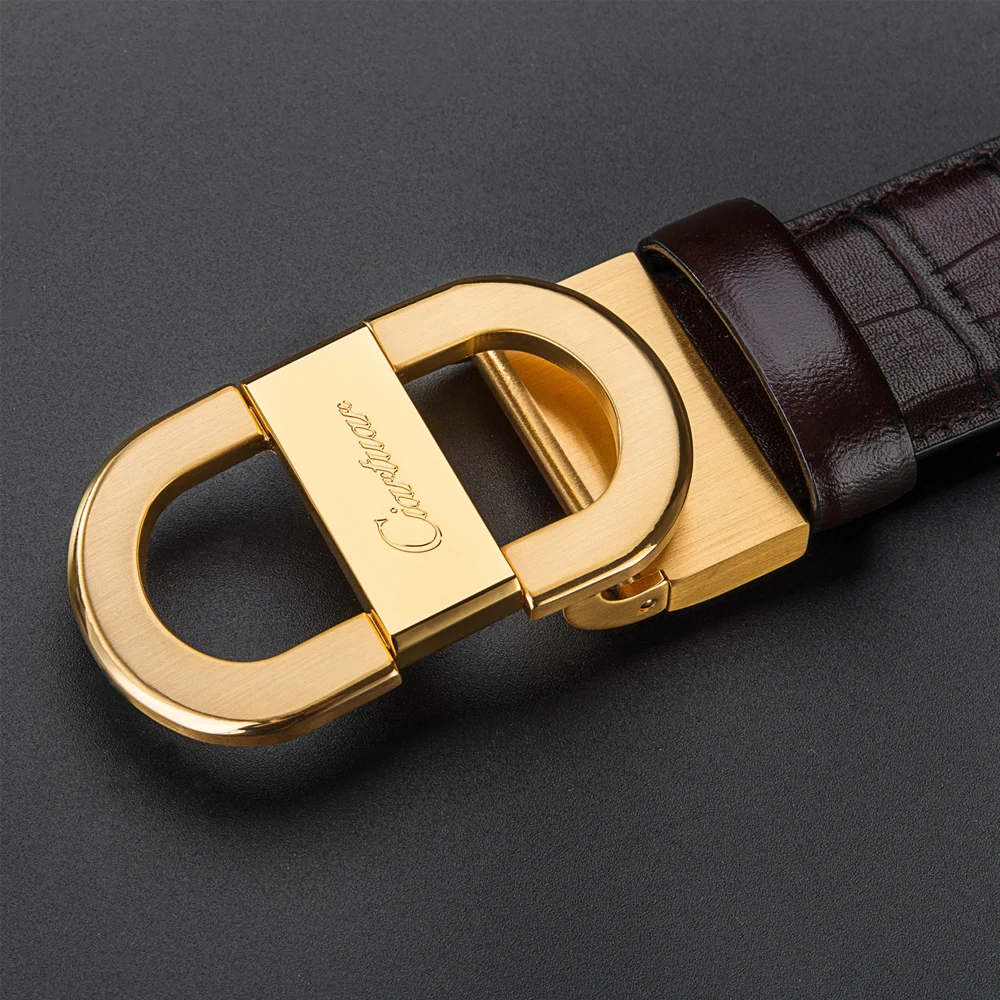 Ciartuar Leather Belts for Men Genuine Leather Belt Mens Luxury Designer Belt Waist Gold Wedding belts Metal Casual Black belt