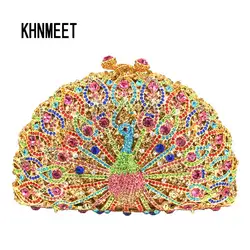 Animal Luxury Crystal Evening Bag Peacock diamond party purse pochette soiree Women Chain handbags wedding Bag Day Clutches