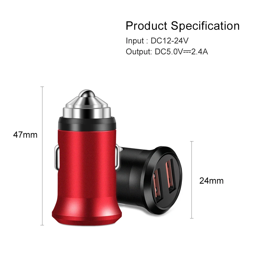 Car Charger Mini Dual usb car charger for mobile Phone Tablet Gps 5V 2A Usb charger for iphone 7 8 plus samsung adapter