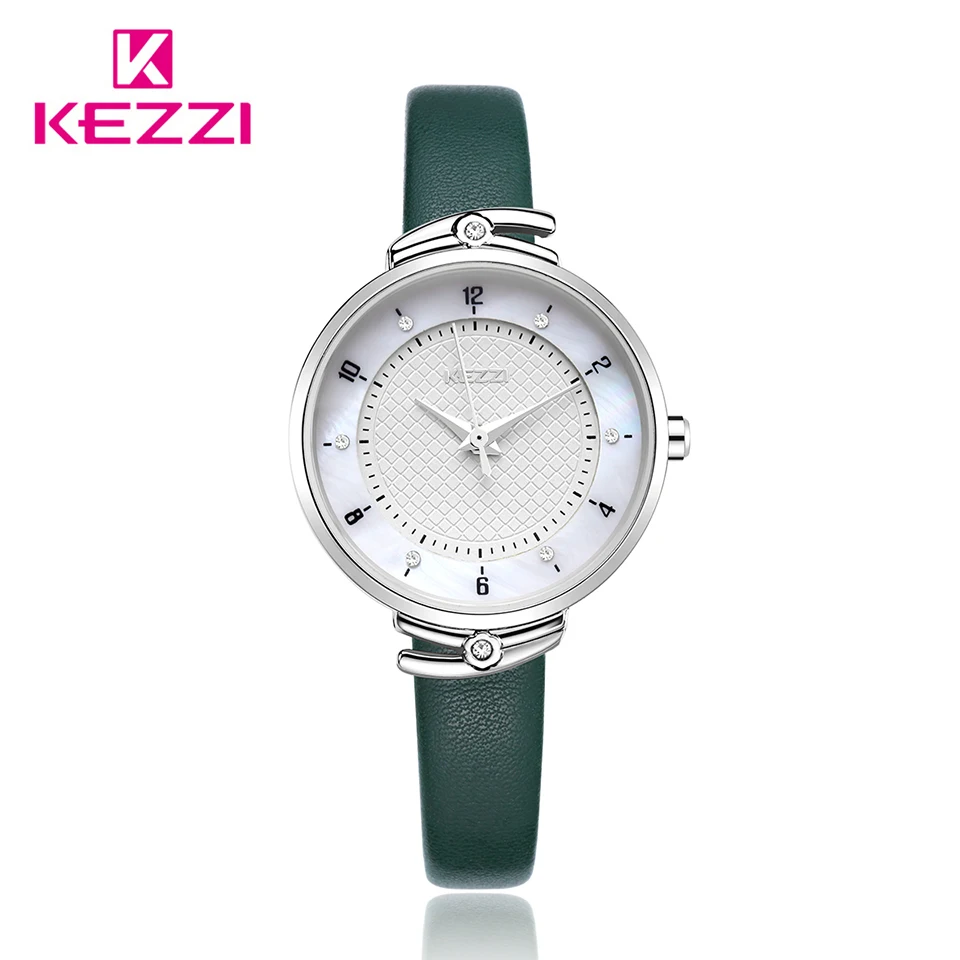 Kezzi Luxe Vrouwen Horloge Dames Casual Lederen Horloge Waterdicht Quartz Horloge Reloj Mujer Montre Femme