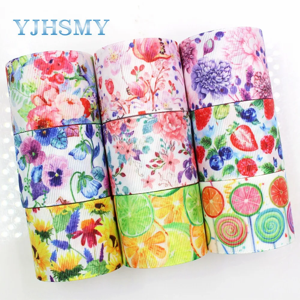 YJHSMY G-18716-629,10 yard 38 mm Strawberry Ribbons Thermal transfer Printed grosgrain Wedding Accessories DIY handmade material