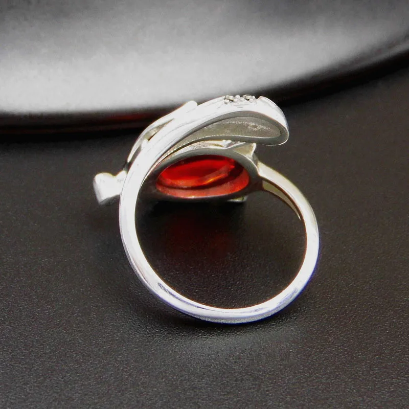 925 sterling silver, Thai Silver Garnet, fox opening ring, fashion atmosphere, peach blossom