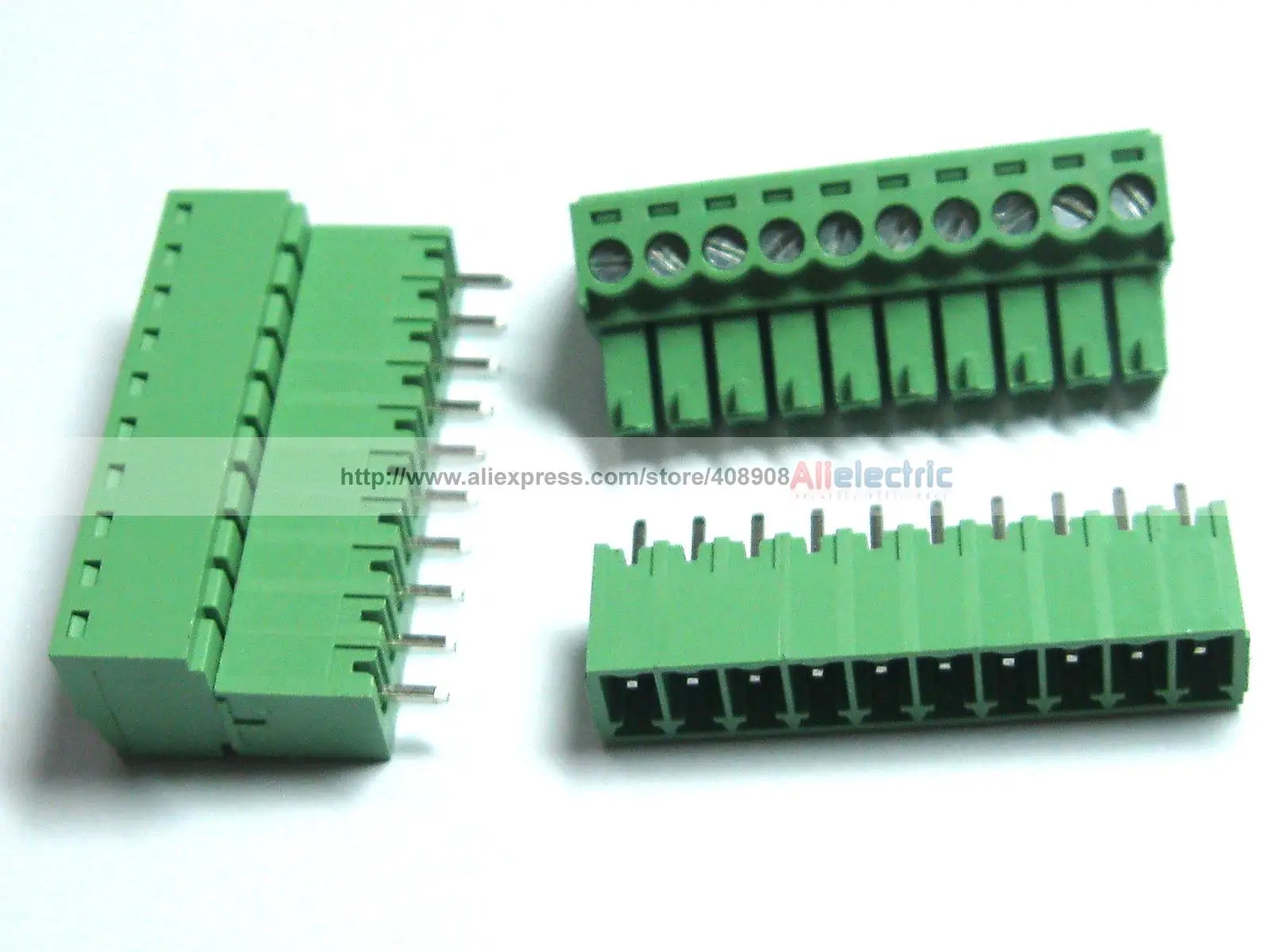 20 Pcs/lot  Screw Terminal Block Connector 3.81mm 10 Pin Way Green Pluggable Type