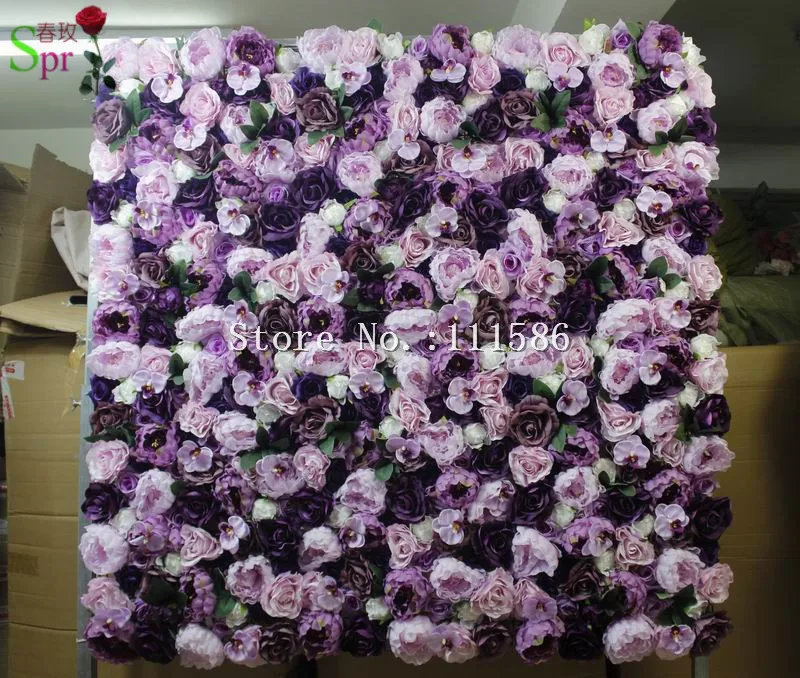 SPR Free Shipping magic purple  butterfly flower wall wedding backdrop artificial flower row and arch decorative flore