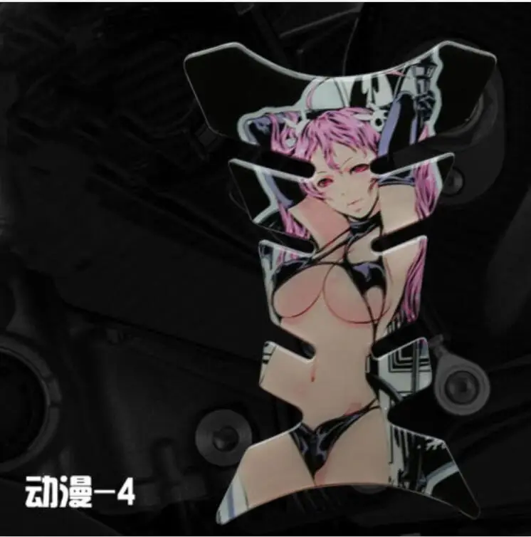 Anime Motorcycle Reflective Oil Fuel Tank Pads, Protector Stickers, Decals, Girl