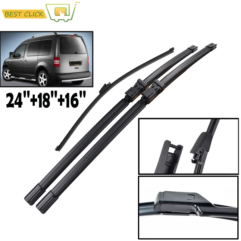 Misima 24\'\'18\'\'16\'\' Windshield Windscreen Wiper Blades For VW Caddy 2008-2014 2013 2012 2011 2010 2009 Front Rear Window Wipers