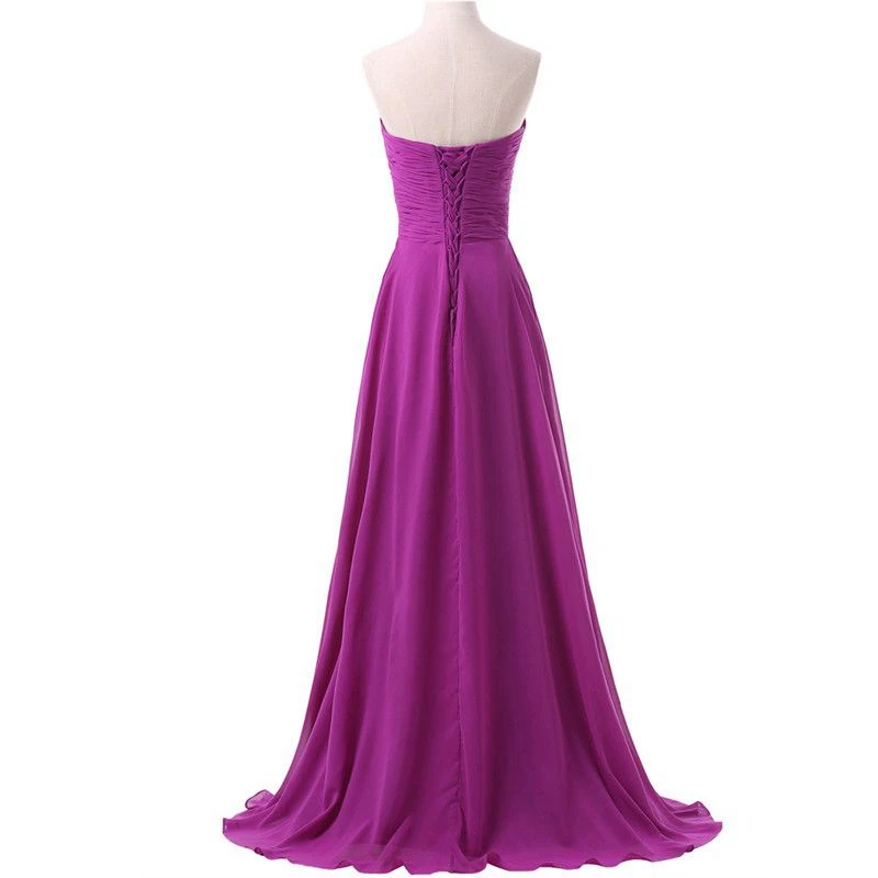 ANGELSBRIDEP Purple Evening Gown Robe De Soiree Sexy Sweetheart Crystals Full-Length Chiffon Formal Party Gown Online Hot Sale