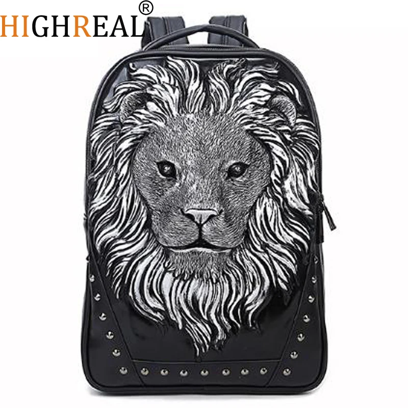 Fashion Backpack Women Backpacks Men Backpack Famale 3D Printing Lion Rivet Backpacks Women School Bags For Teenagers Travel Bag