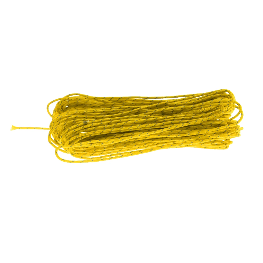 20M 1.8MM Nylon Camping Tent Awning Reflective Guyline Rope Runners Cord - Yellow For Camping Tent  Awning Canopy Accessory
