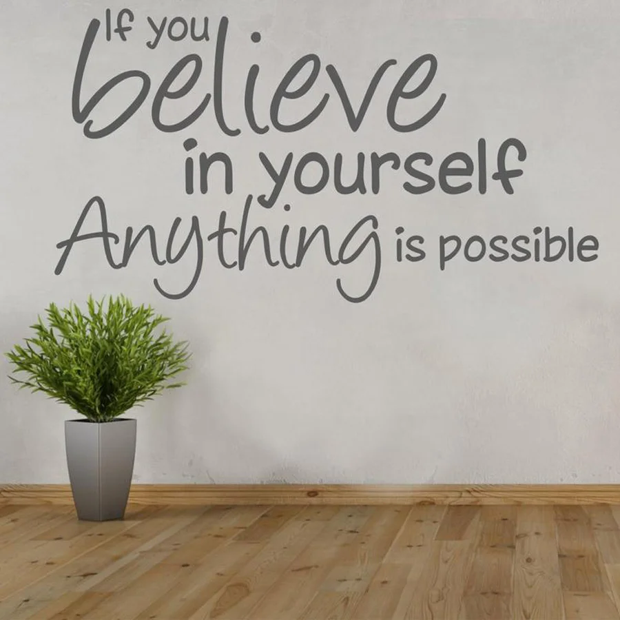 If You Believe In Yourself Anything Is Possible Wall Sticker Inspirational Quote Decal Vinyl Office Home Decoration Decor N201