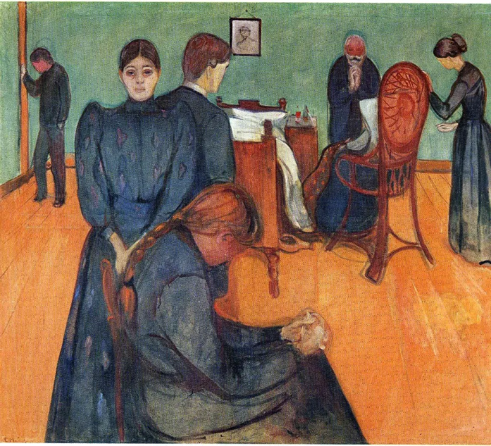 

100% handmade Oil Painting Reproduction on Linen Canvas,death-in-the-sickroom-1893 By Edvard Munch,