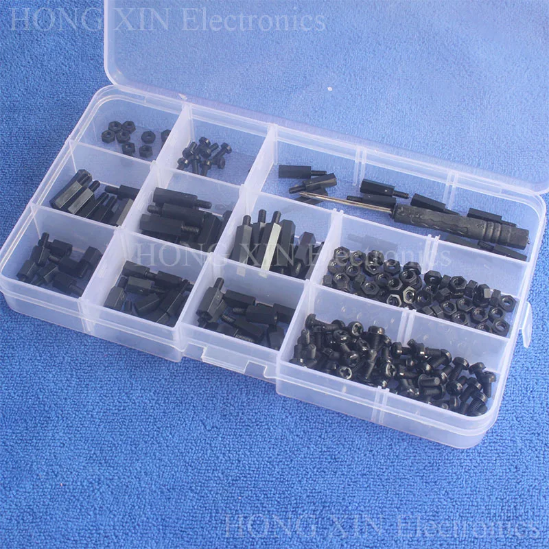 210Pcs Assorted M3 M2.5 Nylon Screws Nut Standoffs Spacers for Arduino Raspberry Pi DIY Aircraft FPV RC Drone PC mods