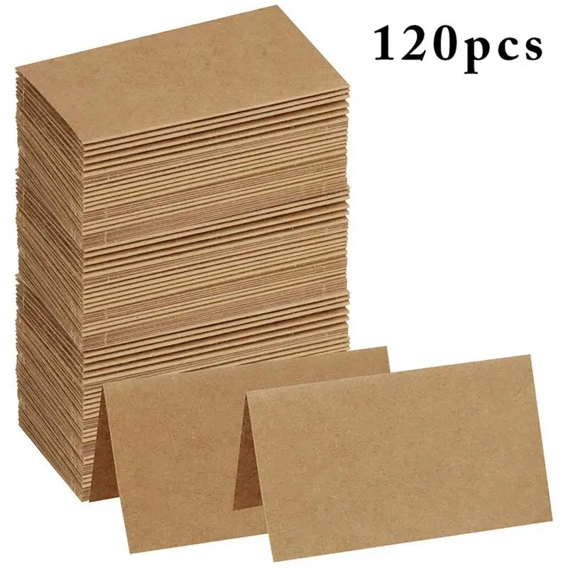 120pcs Vintage Blank Kraft Paper Table Number Name Card Place Cards Wedding Wedding Birthday Party Decoration Invitations