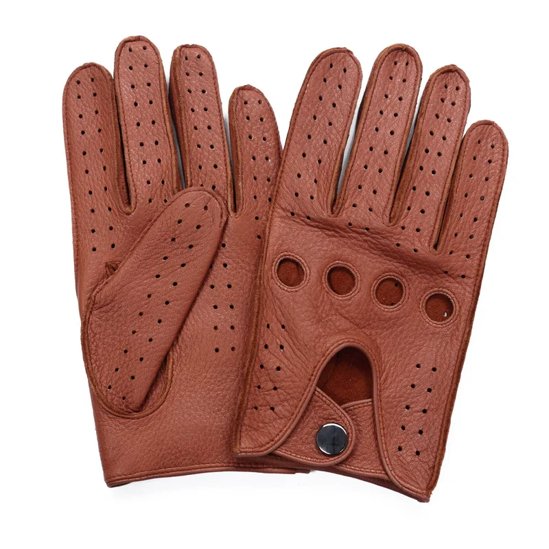 High Quality Men'S New Hot Sale Deerskin Gloves Four Seasons Fashion Driving Genuine Leather Full Finger Gloves Men AM032-5