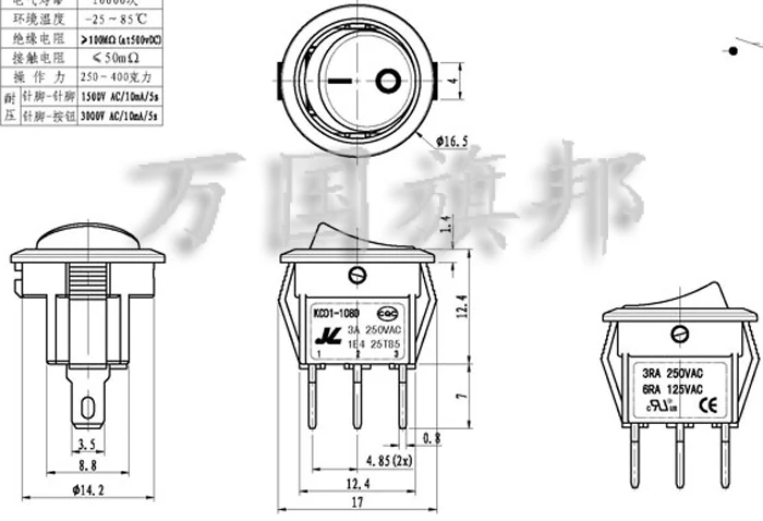 Free Delivery. type circular type switch 6A tripod with light red head small diameter 15MM