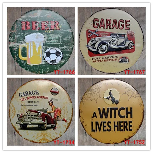 50pcs BBQ ZONE Round Painting Retro Gift Metal Sign Plaque Wall decor