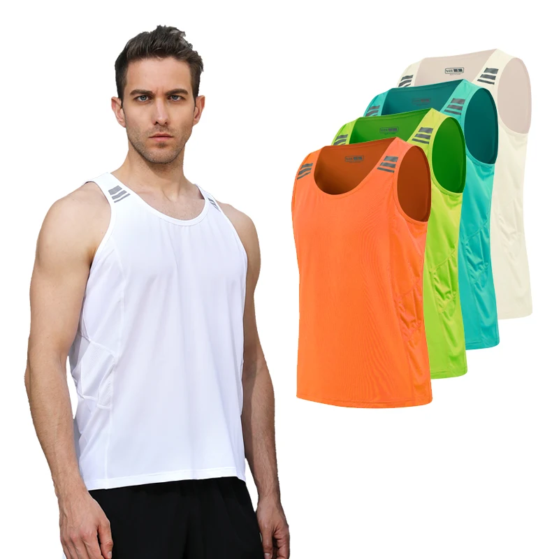 Men Running Vest Summer Mesh Tank Outdoor Gym Sleeveless XS-3XL 2021 Loose Sport Top Reflective New Workout Training Man Singlet