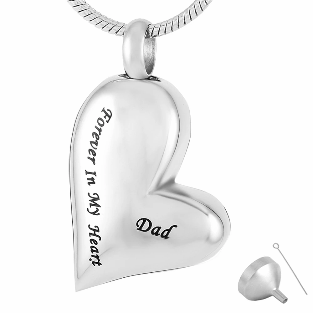 8032	Forever In Heart Dad Stainless Steel Cremation Jewelry Memorial Father's Funeral Ashes Necklace