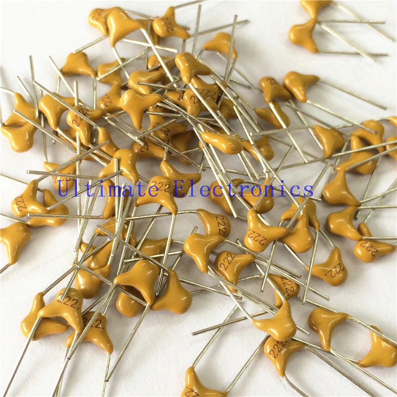 100pcs/lot  Multilayer ceramic capacitor 222 50V 2.2nF 222M P=5.08mm