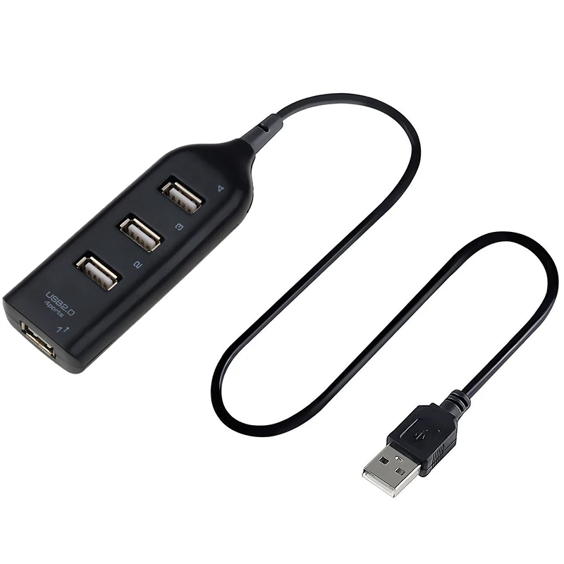 Car USB 2.0 4 Port Splitter Plug And Play Socket Hub High Speed Adapter For Windows Vista XP For Auto PC Laptop Computer