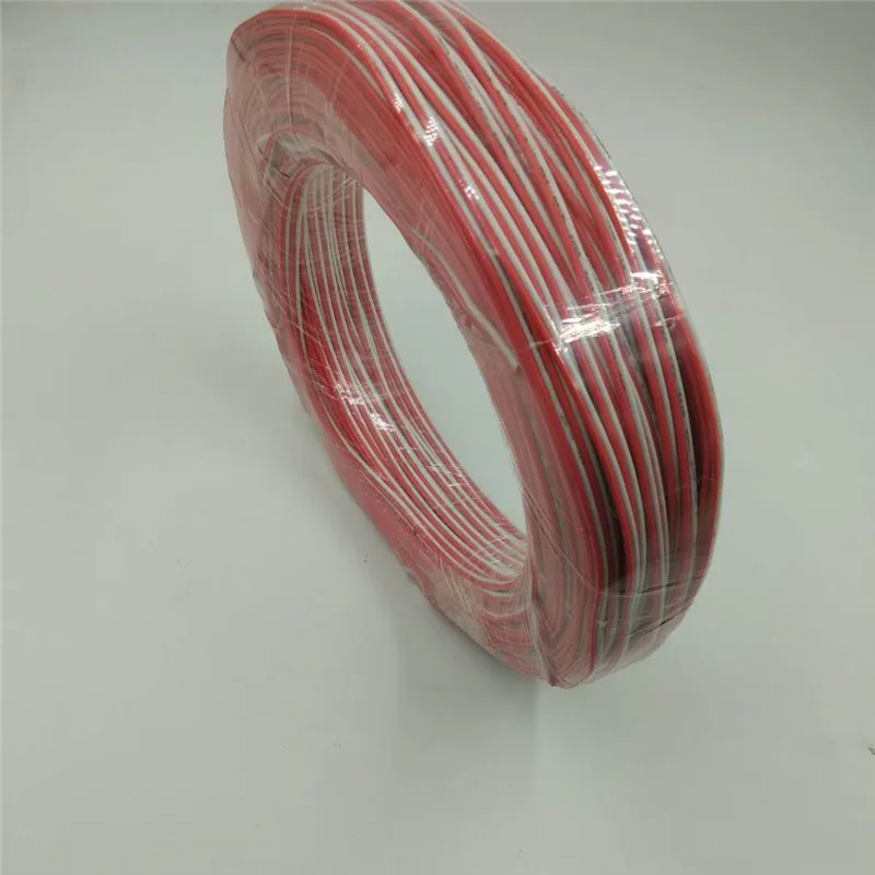 18AWG 2 pin flat Ribbon  Cable with molded connector,100m/roll,Red white flat cable 2 core