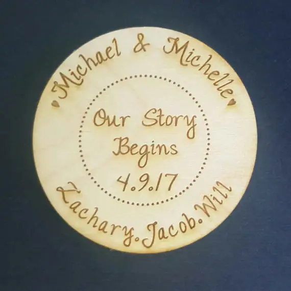 

personalized circles Bride Groom names wooden Wedding Save the Date Magnets engagement party favors company gifts invitations