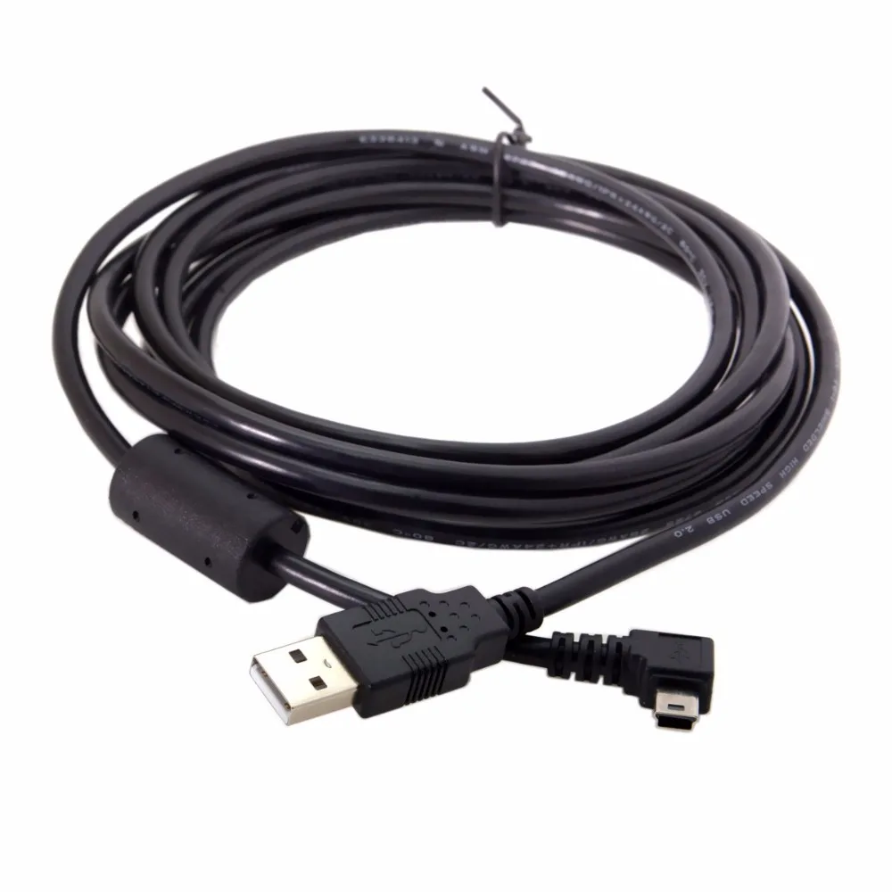 CableCC Mini USB B Type 5pin Male Right Angled 90 Degree to USB 2.0 Male Data Cable with Ferrite 3.0m