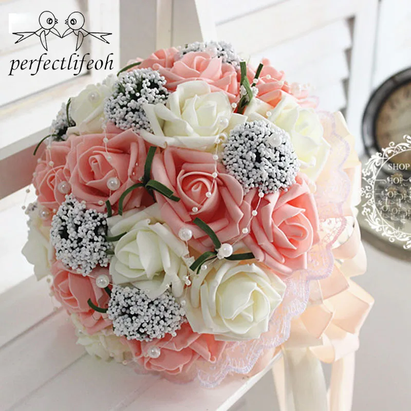 perfectlifeoh Bridal hands bouquet wedding Gossamer hand bouquet simulation flowers ball photography wedding flowers