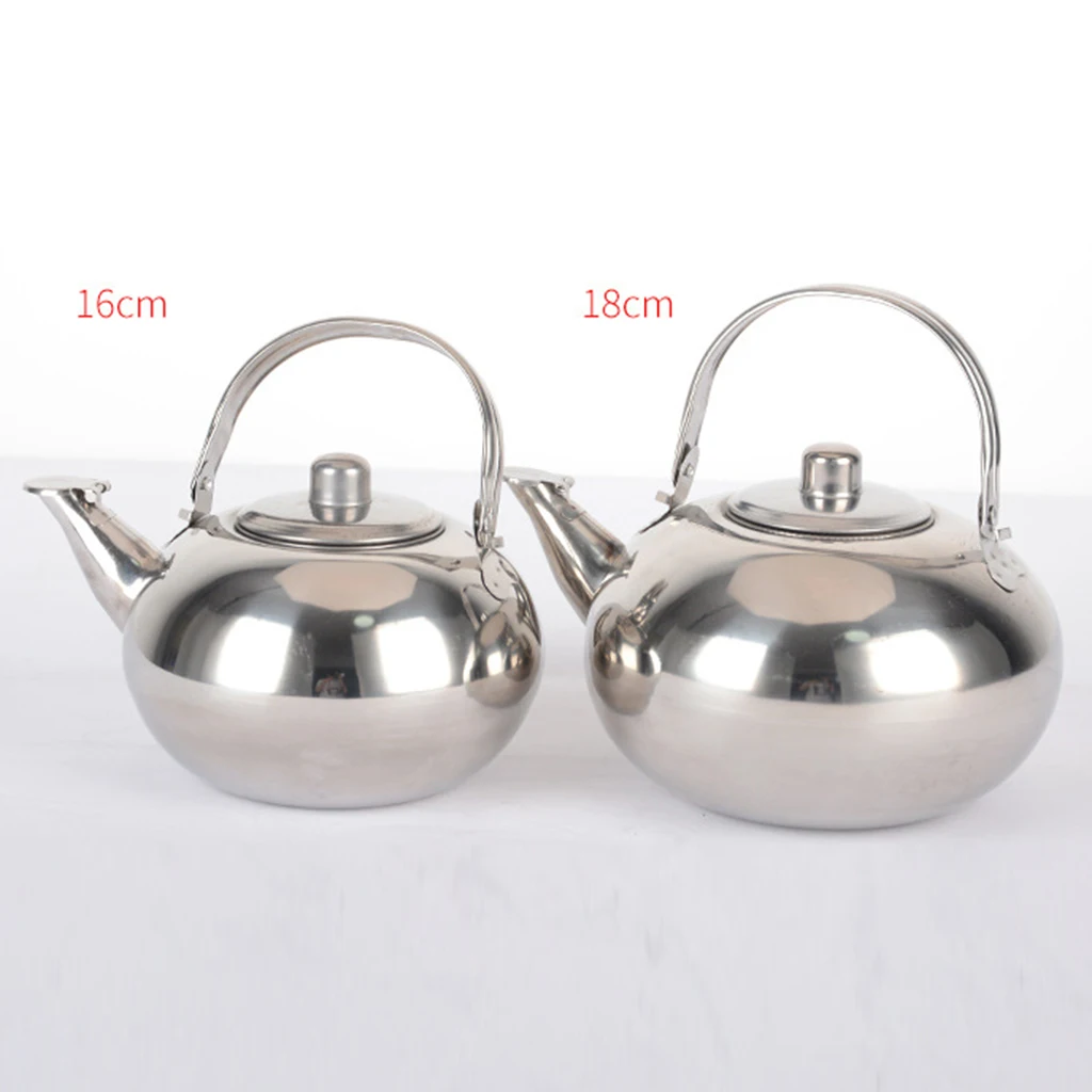 Stainless Steel Hot Water Kettle Pot, Loose Tea Maker Infuser Tea Kettle Pot, Metal Teapot with Removable Tea Strainer, Silver