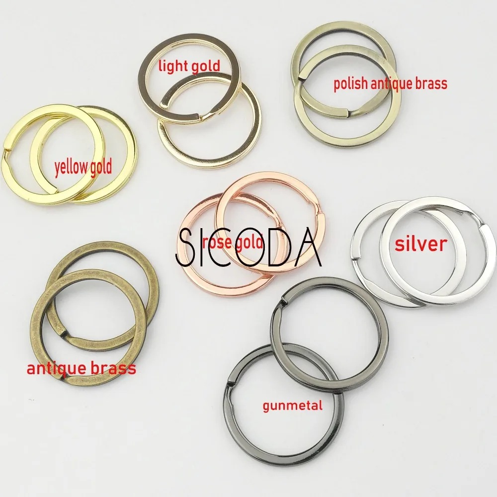 SICODA 10PCS High quality hanging plated key ring hardware key ring metal key chain Flat ring 30MM