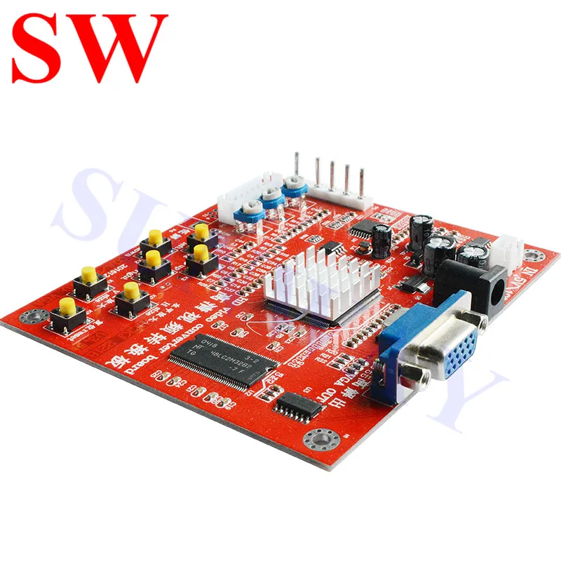 จัดส่งฟรี 1 ชิ้น CGA to VGA CVBS เกมอาเขต Video Converter Board สำหรับ LCD PDP Monitor ความละเอียดสูง (สีแดง)