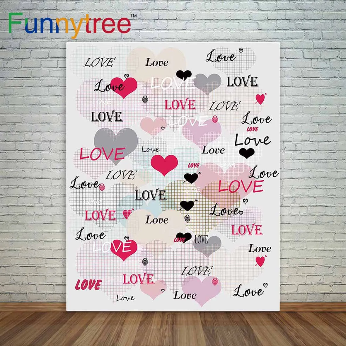 Funnytree photo background photocall love colorful hearts commemoration cream cupid wedding celebration photographer backdrop