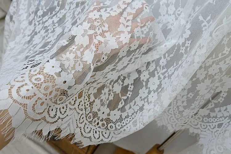 Wide 70cm high-end clothing shawl veil wedding dress lace fabric home decoration mesh eyelash lace trim accessories