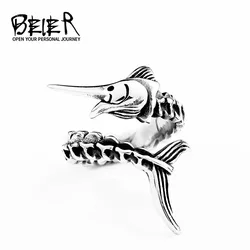 BEIER 316L Stainless Steel Trendy Animal Fish Ring Unique Gun Bone Fashion Jewelry Gift  Dropshipping LLBR8-631R