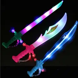 10pcs Light Up Swords Motion Activated Sound Flashing Pirate Buccaneer Sword LED Toy Glow Sticks Party Prize Lightsaber