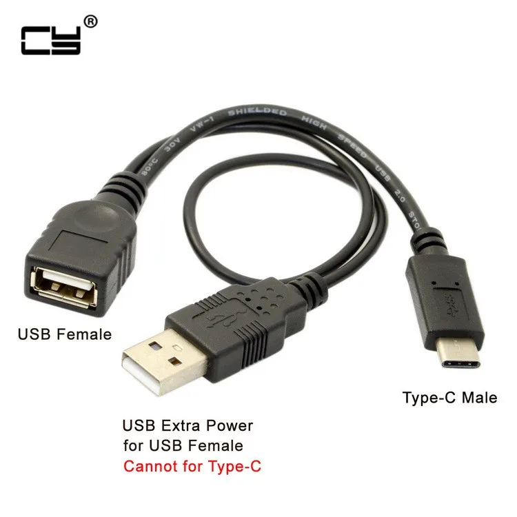 USB-C USB 3.1 Type C Male Connector to A Female OTG Data Cable with Extral Power cable 20cm