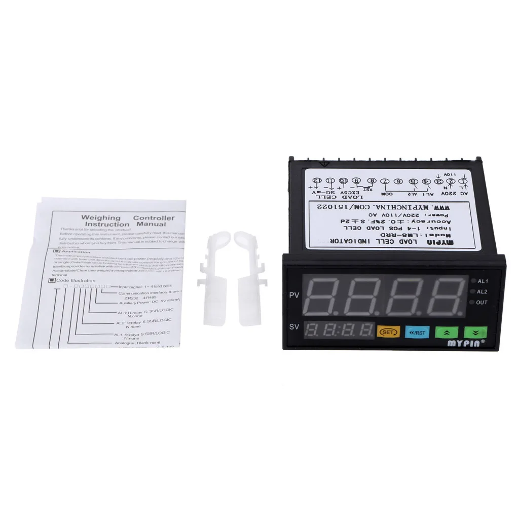 MYPIN LM8-RRD Digital Weighing Controller LED Display Weight Controller 1-4 Load Cell Signals Input 2 Relay Output 4