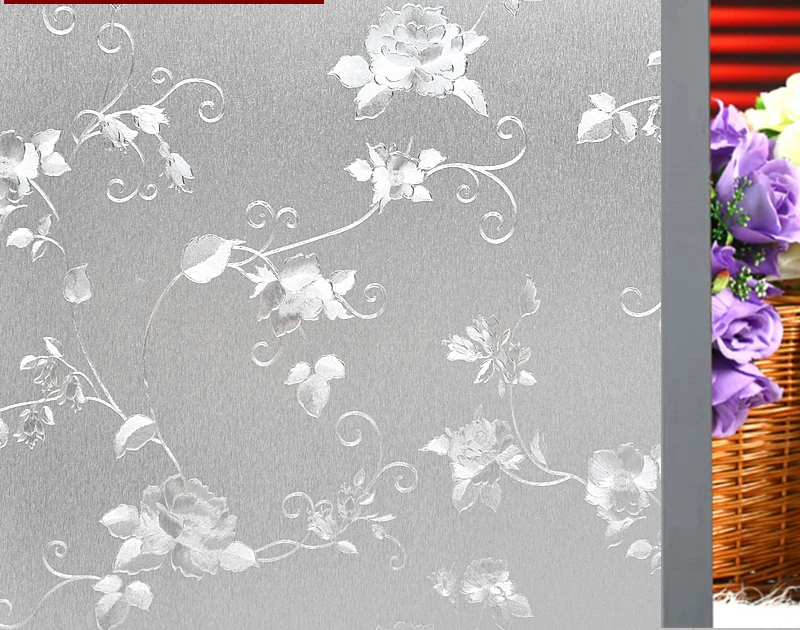

Thickening Static Glass Film, Transparent Window Film, Grilles Glass Stickers, Bathroom Penoy Flower Films, 40-90cm Width