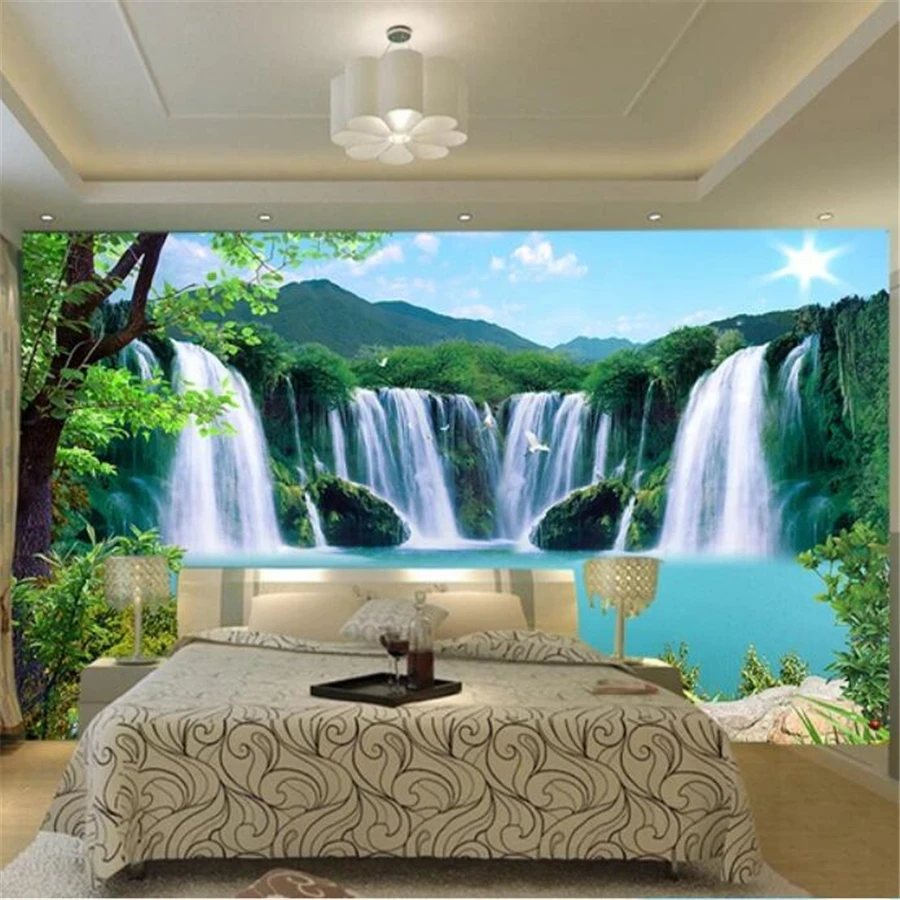 

beibehang Custom 3d wallpaper waterfall landscape scenery background wall living room wallpaper papier peint mural 3d wallpaper