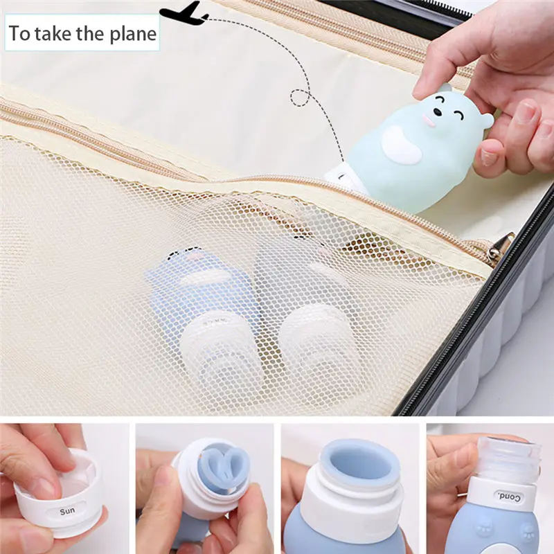 3/1pcs portable Outdoor travel set bottle squeeze cartoon animal modeling bottle Silicone little empty bottl Multi-purpose