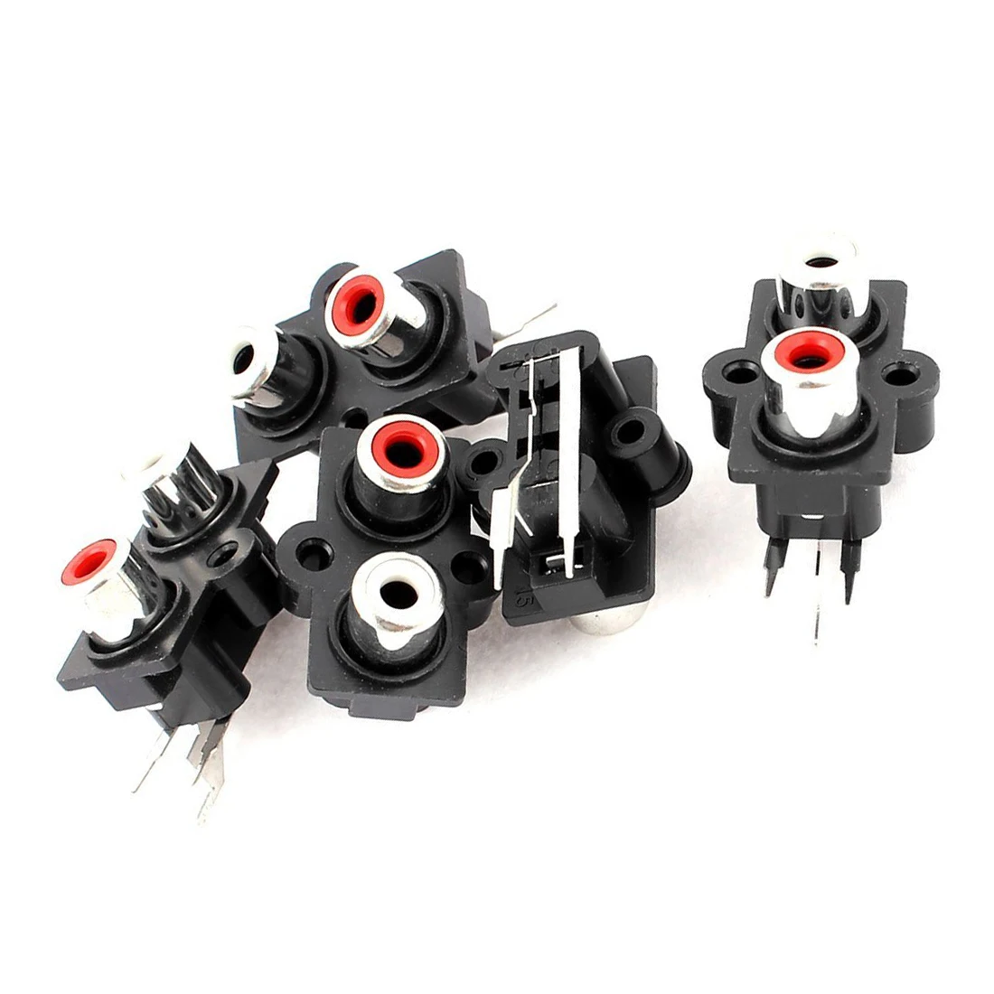 Montagem de 2 posições pcb, alta qualidade, 5 peças, entrada fêmea rca, áudio e vídeo estéreo, conector