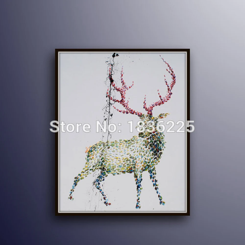 

Free shipping Handmade Deer oil painting On Canvas Modern Wall Art Painting Animals Paintings for Home Decor No Frame