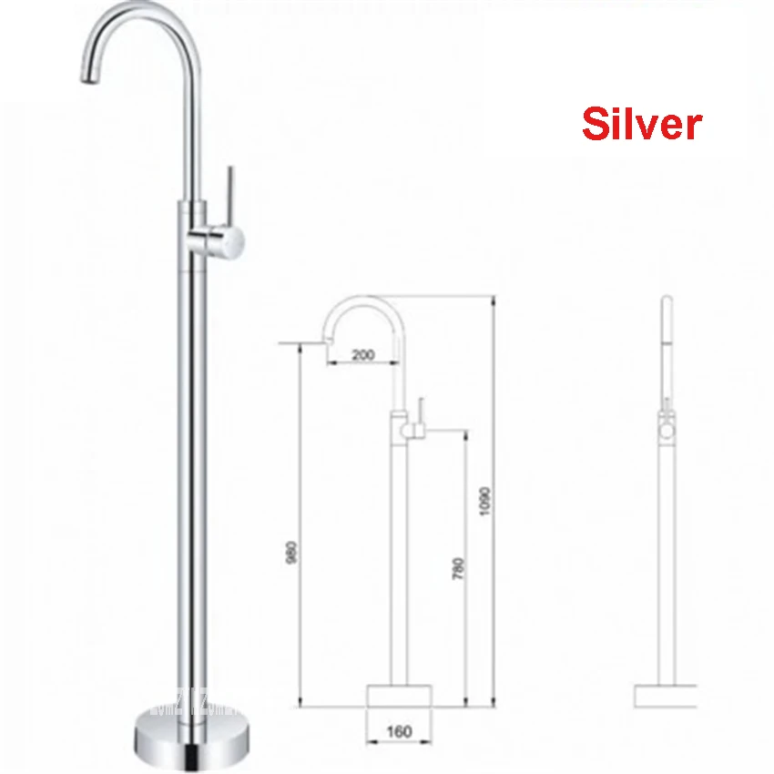 High Quality Home Floor Standing Bathtub Faucet Single Handle Vertical Bathtub Filler Faucet Household Bathtub Faucet Set 1090mm