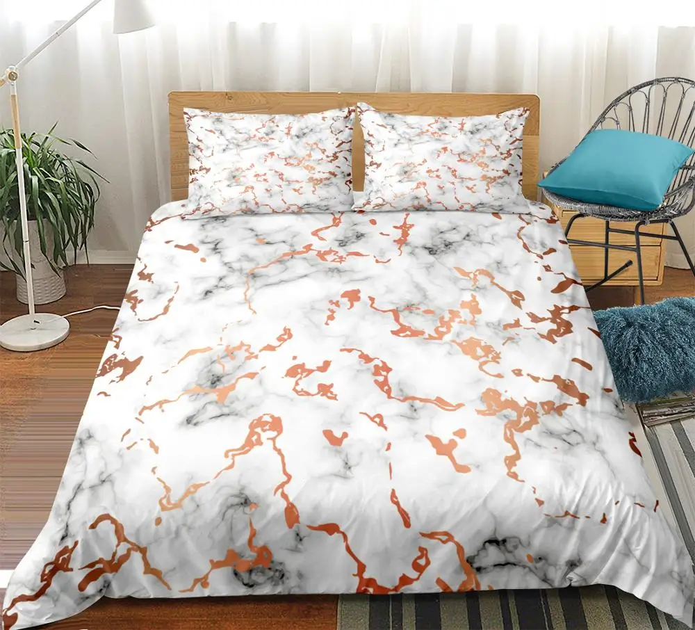 Marble Bedding set Bloom Duvet cover set queen Nordic Bed line for teen girl gold quilt cover bed set King home  Textiles