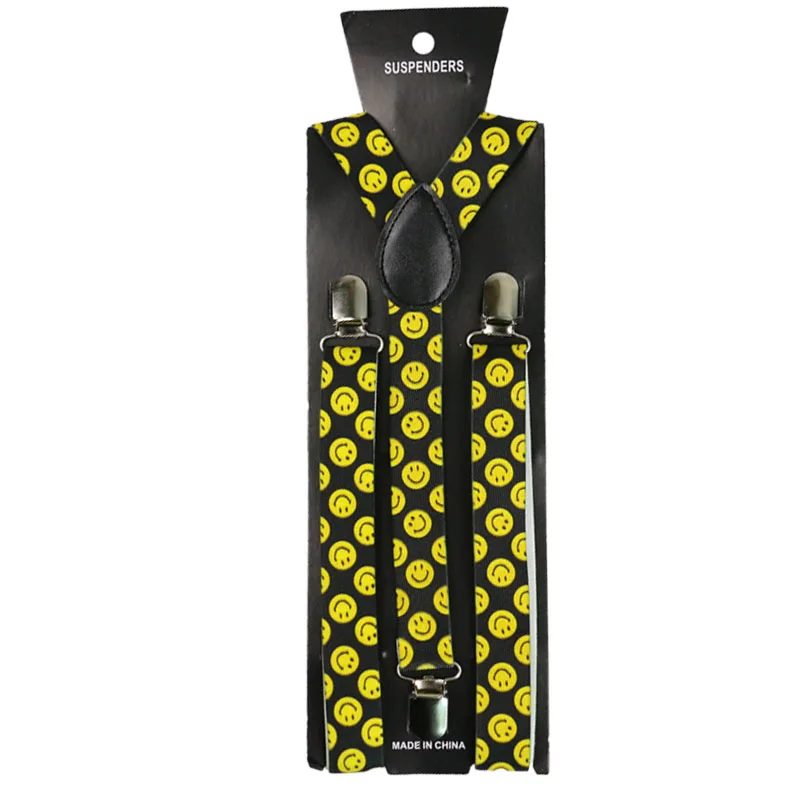 Sorriso amarelo/Happy Face Clip-on Cintas Elásticas Calças Calças Elastic Suspensórios 2.5 centímetros De Largura Suspensórios Roupas Unissex /Gallus