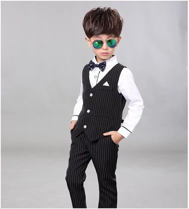 Japanese Suits for Weddings Boys Vest +Pants 2pcs Flower Boys Formal Tuxedo Kids Dress Shirt Gentleman Party Clothing Sets C4