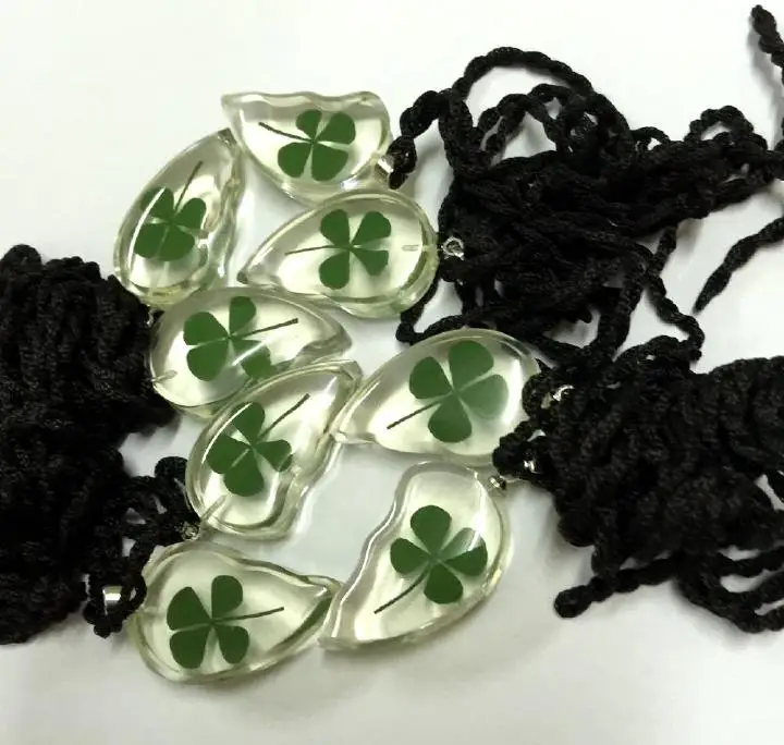 10 PCS Vintage Real Four-Leaf Clover Couples Heart Necklace Good Lucky