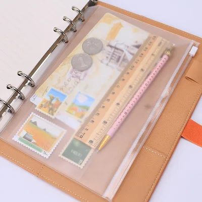 A5/A6/A7 Creative Simple PVC 6 holes Storage Bag Transparent Loose Sheet Notebook Paper Bill Card Bag School And Office Supplies